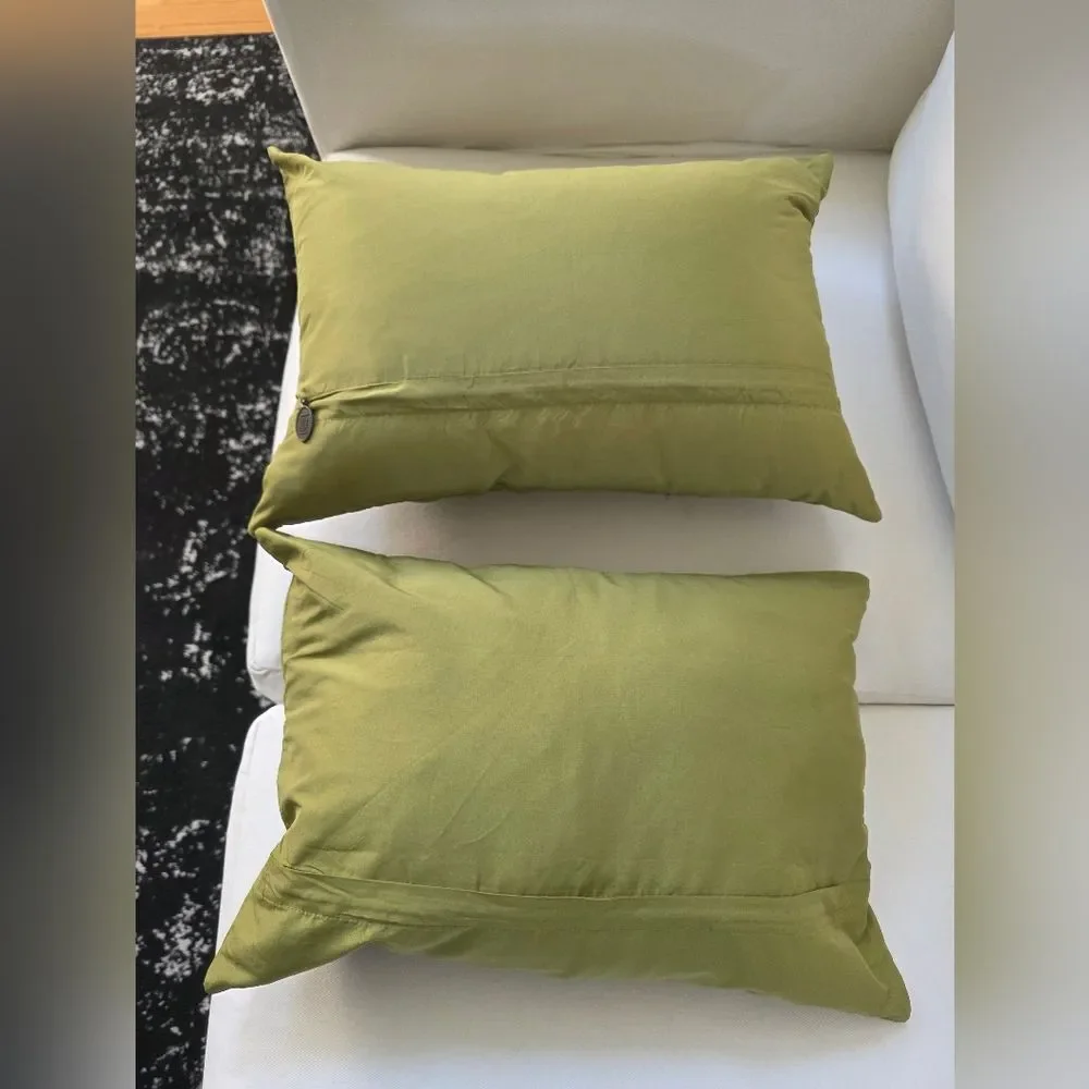 Pier 1 Imports Green Brown Mosstone Geometric Accent Pillow Cover Set Of 2